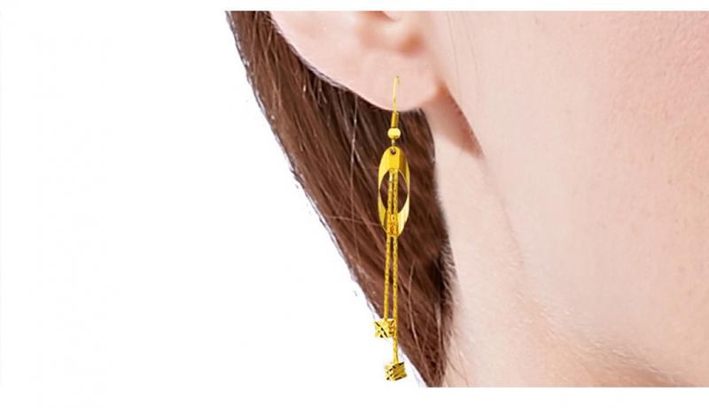 Product Introduction of Hoa Tai Tua Rua Mạ Vàng, Phong Cách Việt Nam, Dành Cho Nữ, Mạ Vàng Đồng 24K, Hoa Tai Giọt Nước, Giả Vàng, Thích Hợp Làm Đồ Trang Sức Cưới, Quà Tặng, Bán Buôn 2