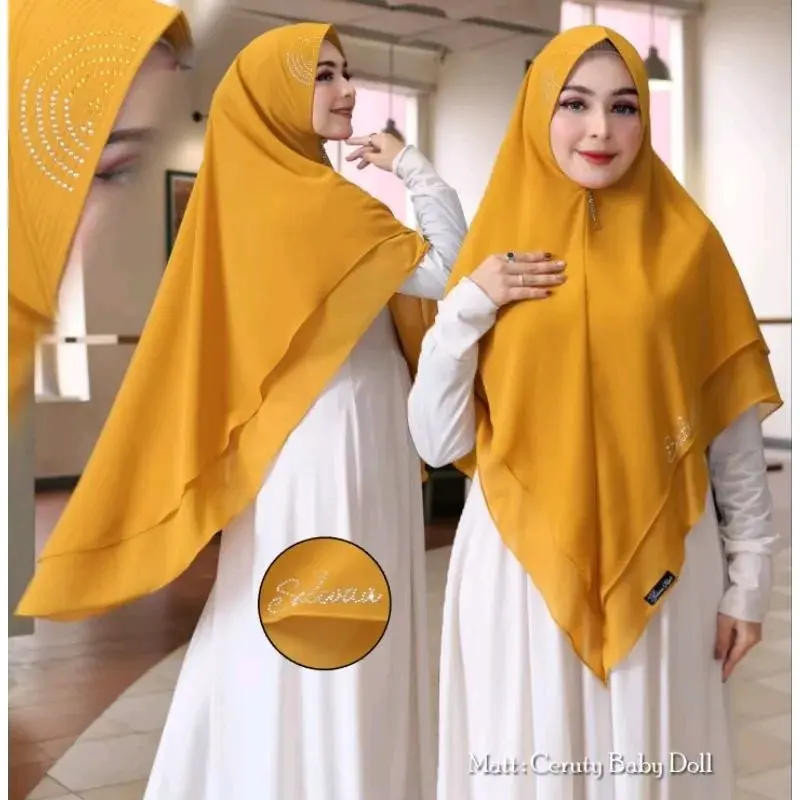 Syar'i 2 layar Swaroski payet Mutiara salwa 1