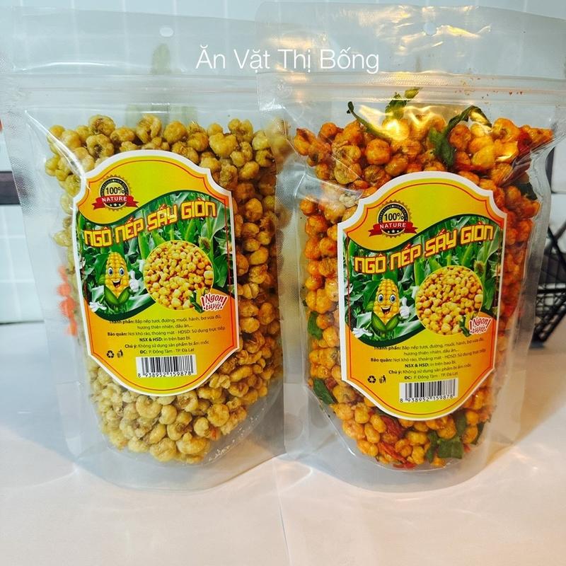 Túi 100G,200G,300G Ngô Nếp Sấy Giòn ,Ngô Cay Khô Bò Lá Chanh Thơm Ngon Giòn Tan Ăn Là Mê