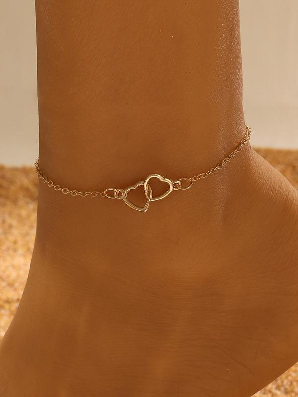 Simple Heart Decor Anklet for Women & Girls, Fashion Jewelry for Party, Daily Clothing Decor, Birthday Gift, Valentine's Day, Gift 3