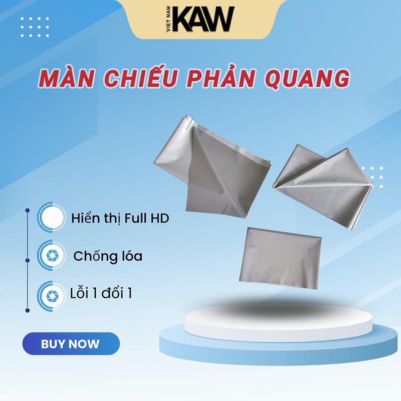 Màn chiếu treo tường - Màn chiếu phản quang KAW 100 inch, 120 Inch giúp máy chiếu sáng thêm gấp 5 lần, gấp gọn máy  chiếu