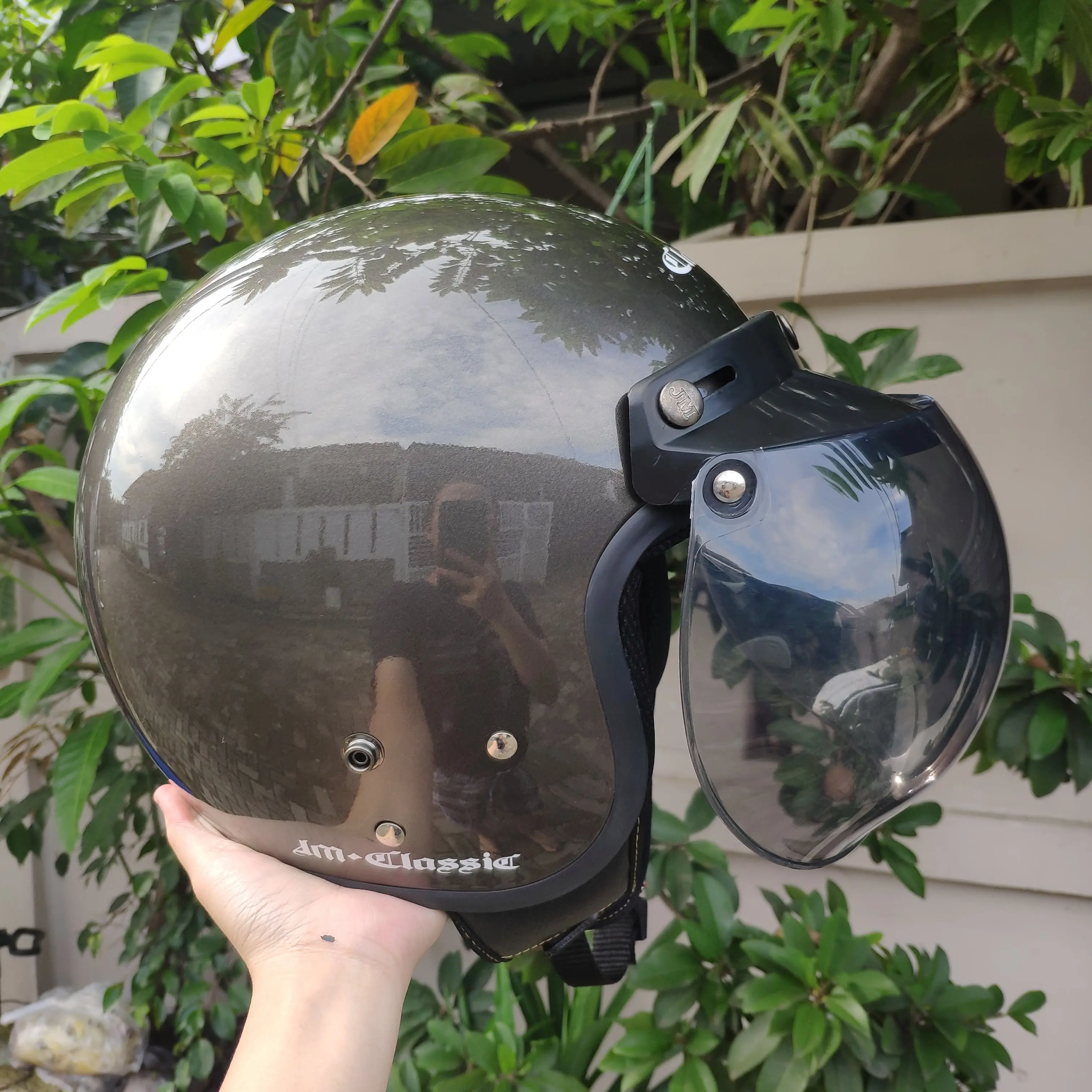 HELM BOGO DEWASA PRIA WANITA ABU/GREY GLOSSY CLASSIC POLOS SNI Motorcycle