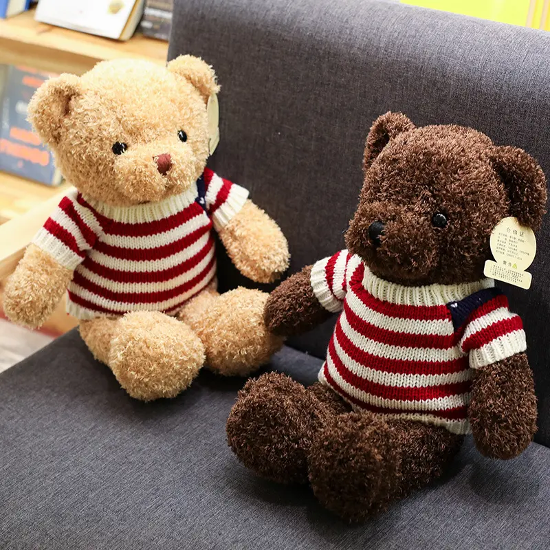 Manufacturer wholesale sweater teddy bear doll plush toy bear throw pillow rag doll wedding gift gift bear fluffy  stuffies