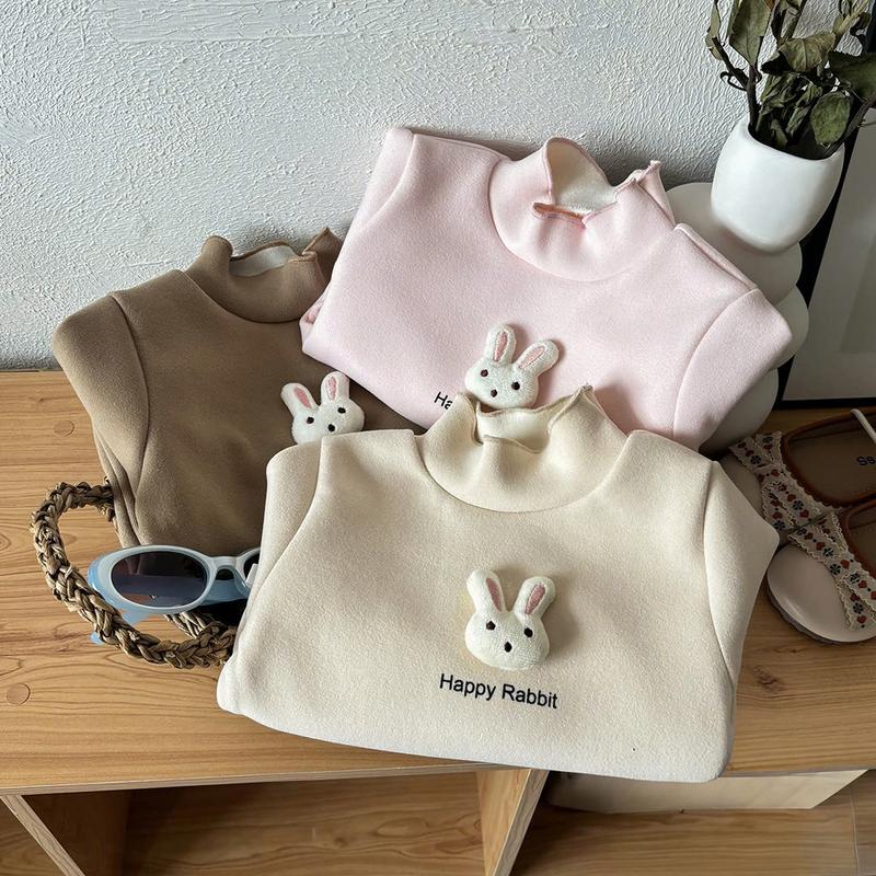 A961- Áo Nỉ Lót Lông Đính Thỏ Happy Rabit Cho Bé Gái Size 8-20kg(ĐL)