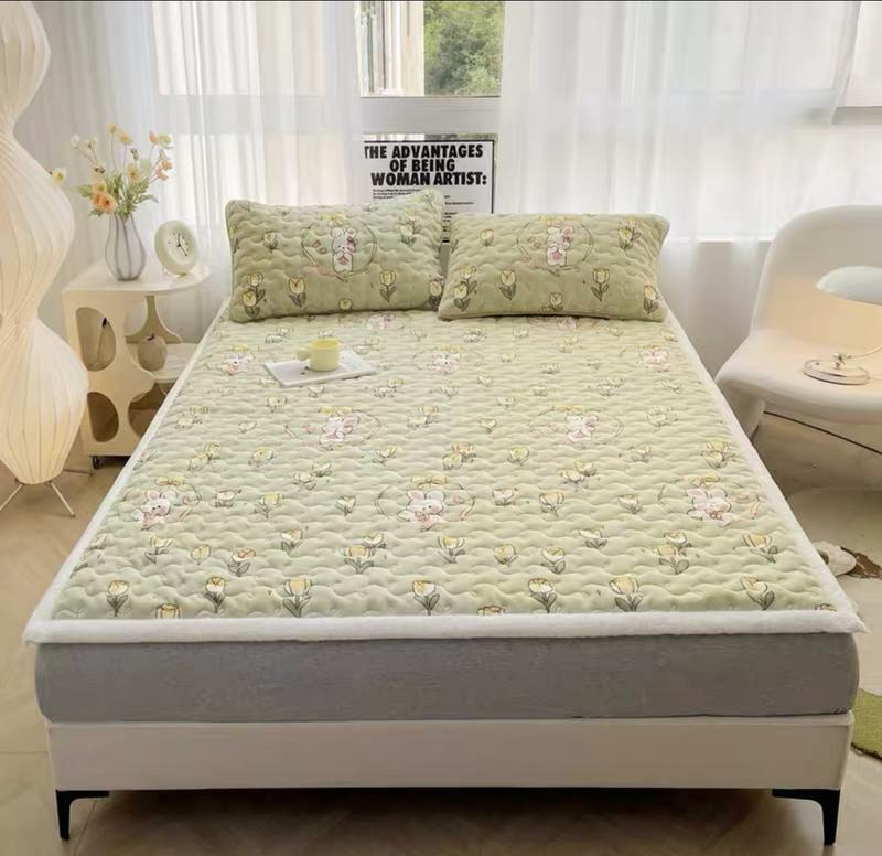 Thảm trải giường nỉ nhung mềm, mịn, giữ nhiệt tốt kèm 2 vỏ gối, thảm đa năng có thể dùng bảo vệ đệm, trải giường, trải sàn 7