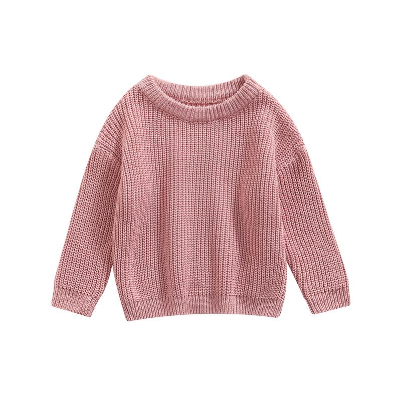 Product Introduction of Baby Girls Boys Autumn Winter Knit Sweater Solid Color Long Sleeve Crewneck Knitwear 55