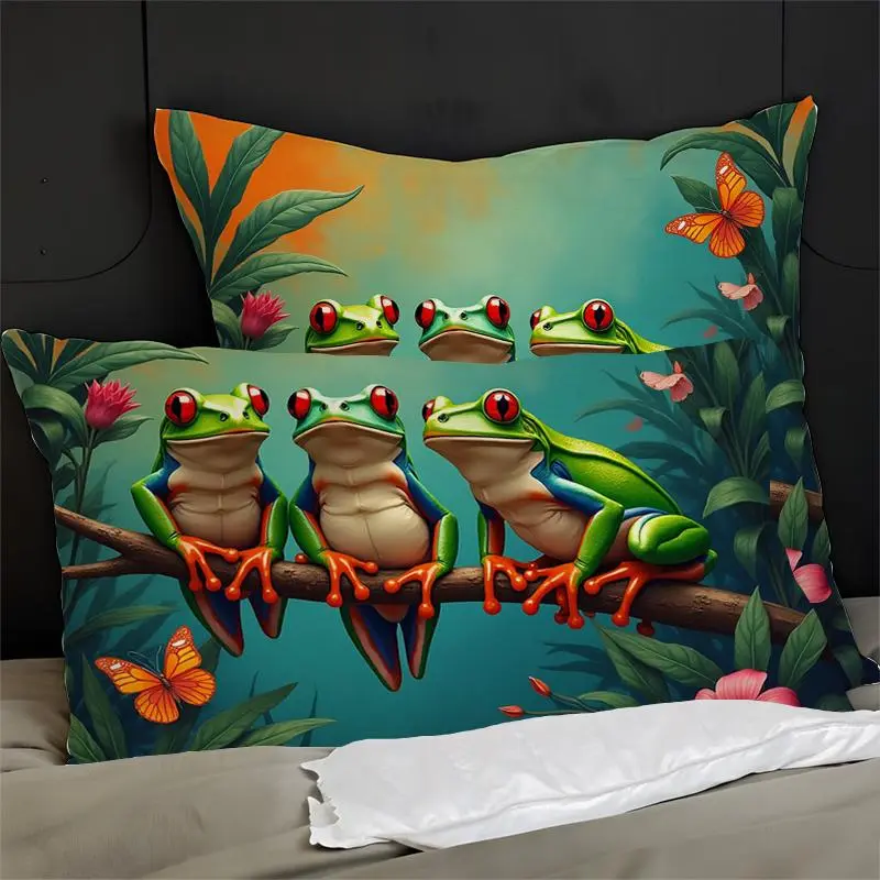 Frog & Butterfly Pattern Bedding Set, 1 Set Including Duvet Cover & Pillowcase, Bedding Supplies for Home Bedroom Hotel 2