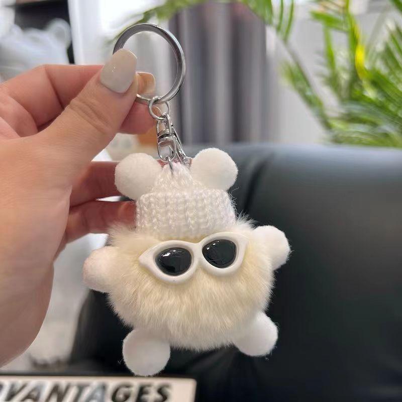 Product Introduction of Imitate Rex Rabbit Fur Little Briquette Elf Car Key Ring During Ins Online Influencer cute Plush Doll Bag Charm 16