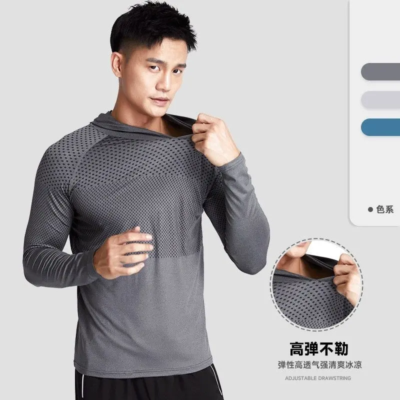 Áo Thể Thao Nam, Dài Tay, Thích Hợp Cho Mùa Thu Và Mùa Đông, Tập Thể Dục Ngoài Trời, Chạy Bộ, Bóng Rổ Và Bóng Đá, Lớp Nền, Áo Len Có Mũ Trùm Đầu Kation