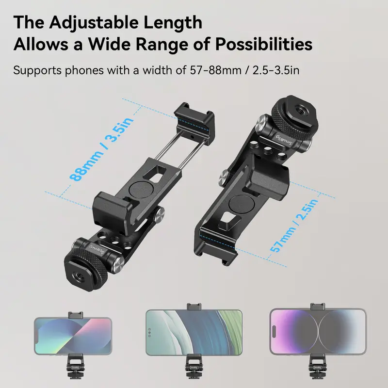 SMALLRIG Universal Phone Tripod Mount, Metal Cell Phone Mount with Cold Shoe Mount and M4 Screws for DJI Stabilizers, Free Adjustment Phone Mount Adapter for iphone16 Pro/MAX, for Samsung Galaxy - 4301 Smartphone Accessories 2
