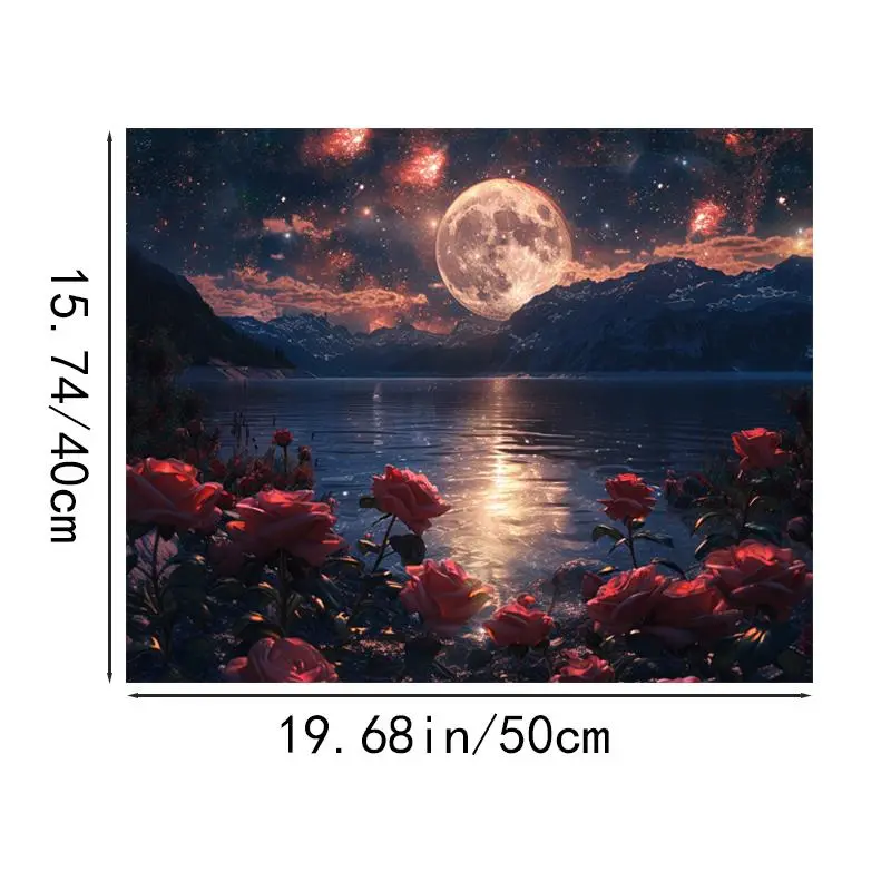 Moon Landscape Pattern Oil Painting Kit without Frame, DIY Acrylic Paint Painting Kit by Numbers, DIY Painting Supplies for Beginner Adults 1