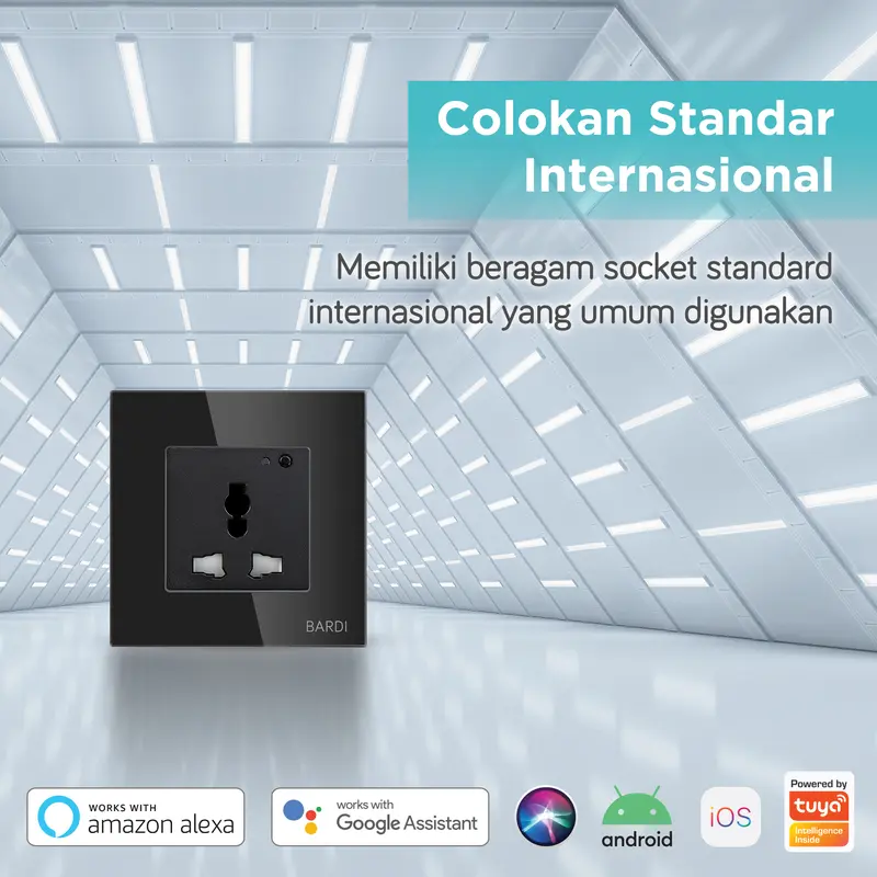 BARDI Smart Wall Socket UNI Max 13A PTH/HTM - Stop Kontak Dinding Pintar Otomatis Wi-Fi Automation 6
