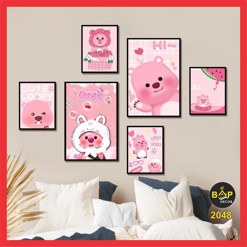 50 Mẫu tranh Gấu Loopy, Capybara, Gấu Dâu Lotso, Labubu tranh decor phòng ngủ, trang trí phòng khách, đồ dùng nội thất trang trí nhà cửa đồ gia dụng treo tường, dán tường.