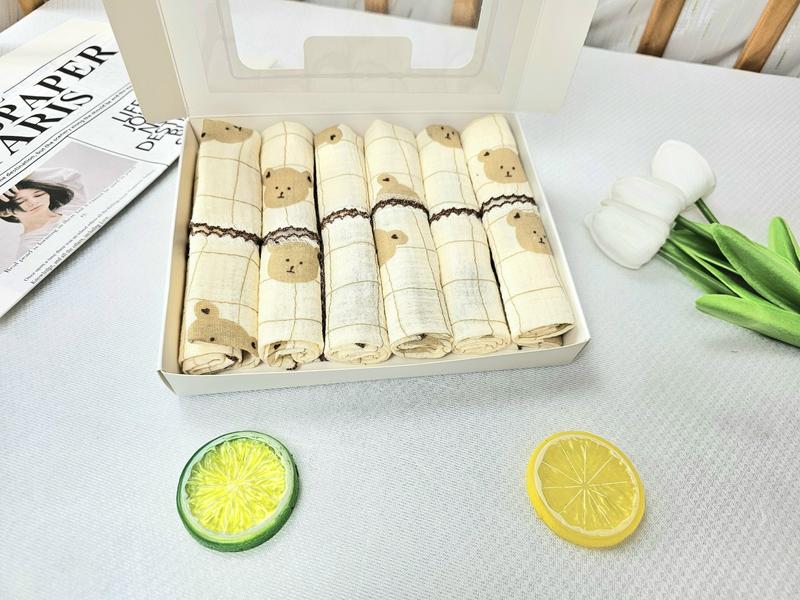 6 Khăn sữa cho bé JUBON vải muslin cao cấp, khăn xô sữa cho bé sơ sinh, set 6 khăn 30 x 30 cm Khăn Tắm khăn sữa khăn sữa Kem Cotton