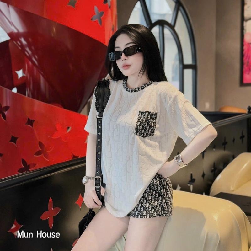 Set hot, áo phông hoạ tiết túi ngực phối quần sooc thời trang hottrend