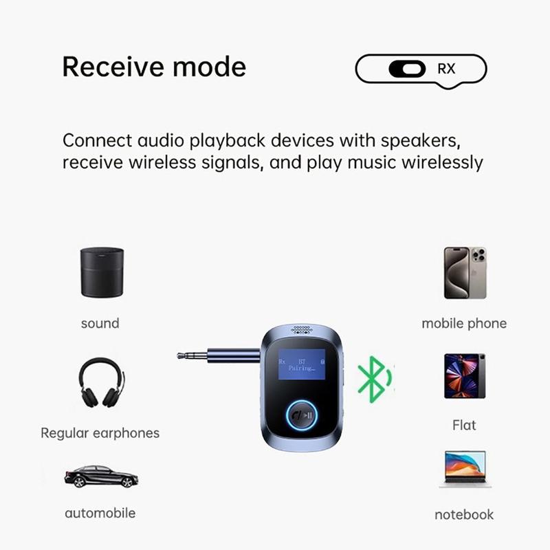 NEW LED Digital Display Bluetooth 5.4 Receiver Transmitter 2 in 1 With Mic Audio Adapter Car Lossless Music Wireless Adapter 4