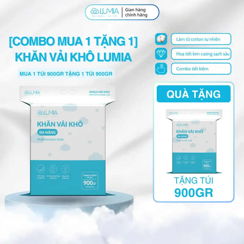 [ĐA KHO] Combo 2 Túi 900gr Khăn Vải Khô Đa Năng Cho Bé Lumia Mềm Mịn Dai Thấm Hút Tốt An Toàn Cho Bé 1