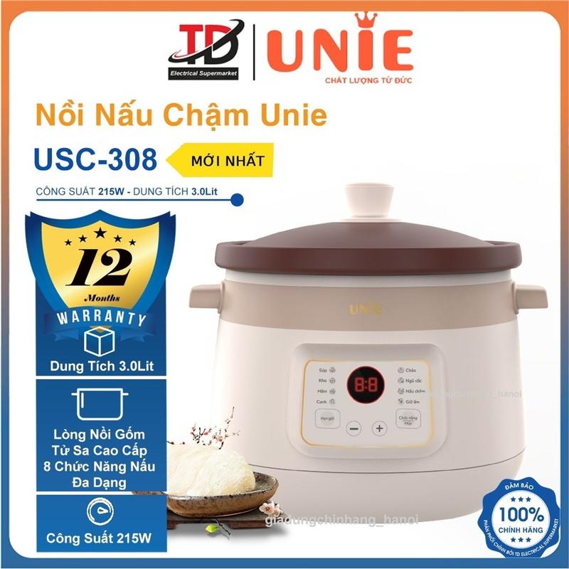  Nồi Nấu Chậm Unie USC308 Lòng Gốm Tử Sa 3.0Lit Cao Cấp Giữ Chọn Hương Vị Dinh Dưỡng Hàng chính hãnġ nồi  nấu 