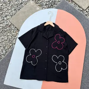 Keylana Shirt Bordir - Ukuran S M L XL XXL 3XL 5L - Kemeja Wanita Jumbo - Atasan Jumbo - Kemeja Wanita Big Size