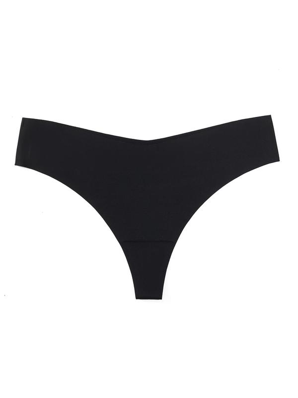 Women's 5pcs Solid Drop Waist Thong, Casual Comfortable Breathable Panty for Daily Wear, Ladies Underwear for All Seasons 2