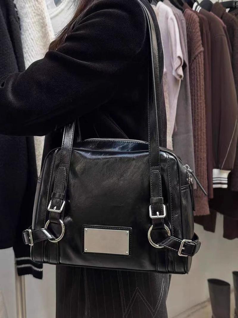Product Introduction of 2025 South Korea New Shoulder Motorcycle Bag Special-Interest Design Bowling Bag Commuter Large Capacity Totes Vintage Handbag 2