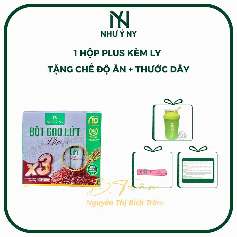 Bột Gạo Lứt Plus X3 Như Ý NY (20 gói tiện lợi) Tặng ly + plus mini + trà mini + thước Dây + chế độ ăn