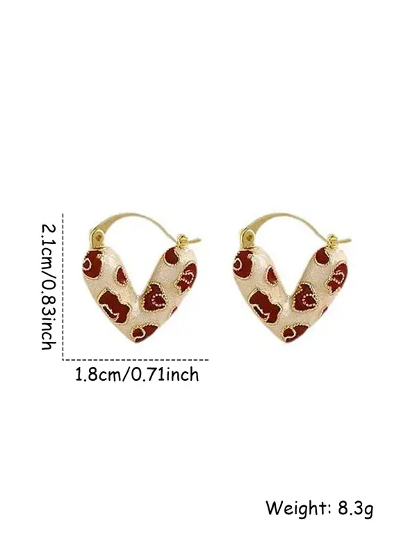 Heart Shaped Earrings, Fashionable Jewelry for Women, Daily Clothing Decor, Trendy All-match & Exquisite Jewelry for Birthday Gift 1