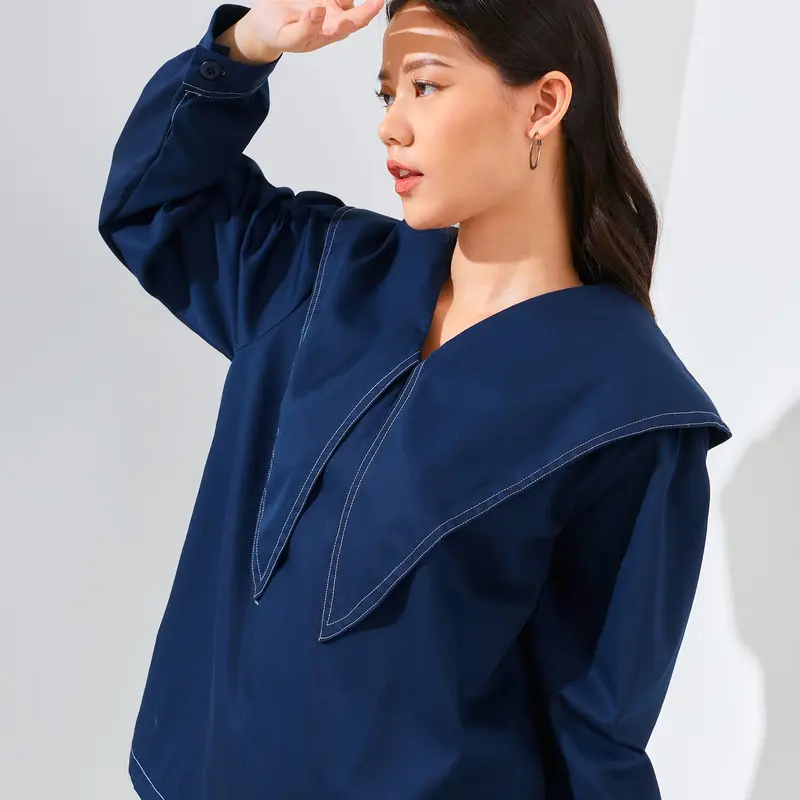 PUKKA Alice Denim Collar Shirt (Kemeja Denim Jeans Kerah Korean Style) 2