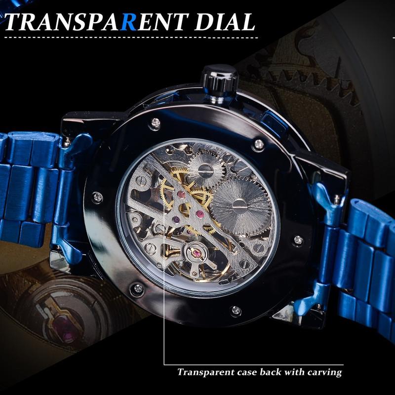 Product Introduction of Men's mechanical watches New Fashion Classic Hollow Rhinestone Manual Manipulator Men's Watch 12