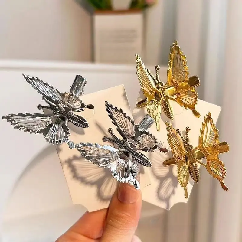 Butterfly Barrettes Movable Wings Clip Ancient Costume Women's Side Vintage Headwear Barrettes Hairpin