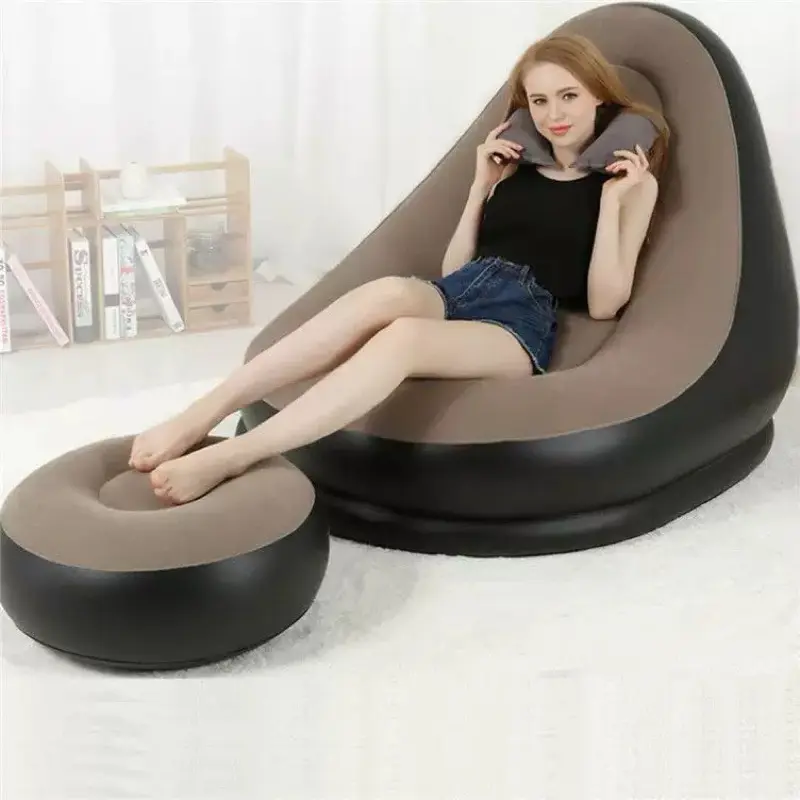 GHẾ HƠI TỰA LỰNG BỌC NHUNG GỒM GHẾ VÀ ĐÔN ĐỂ CHÂN TẶNG KÈM BƠM ĐIỆN 4