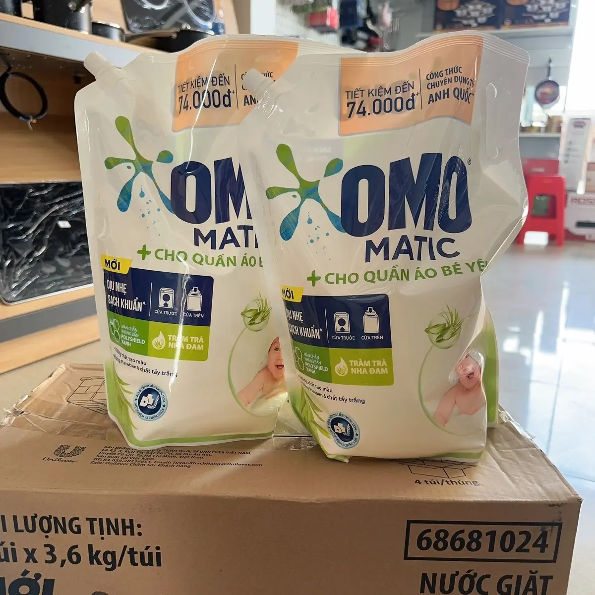 Nước Giặt Omo Matic Cho Quần Áo Bé Yêu 3.6Kg - Dành Cho Cửa Trước + Cửa Trên - Cho Bé