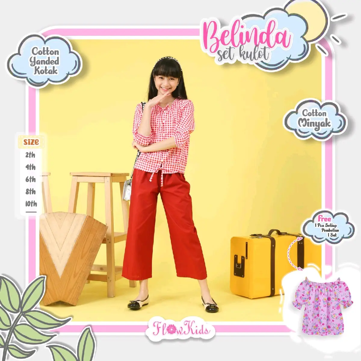 se kulot 3 in 1 baju anak perempuan Belinda flowkids