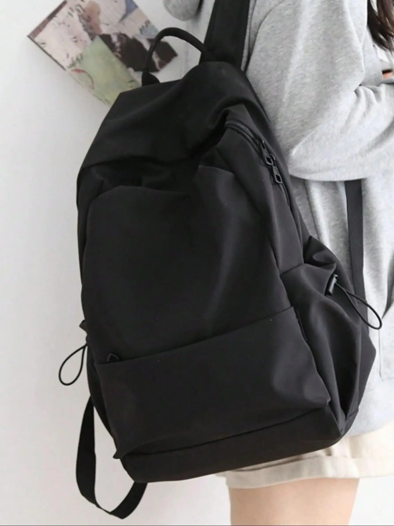Women's Solid Color Backpack, Lightweight Casual Backpack, Backpack for Men & Women