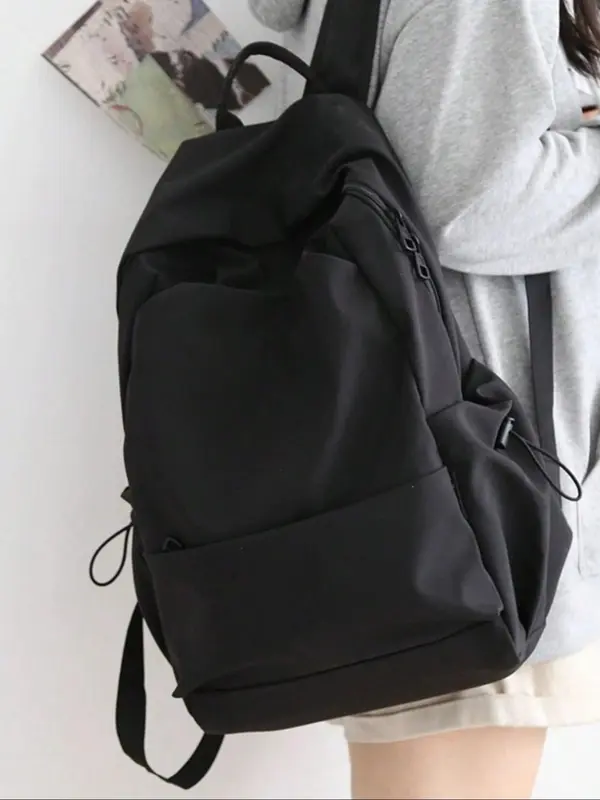 Women's Solid Color Backpack, Lightweight Casual Backpack, Backpack for Men & Women 0