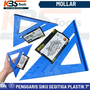Penggaris Siku Tukang Sudut Setiga Plastik 7'' Inch Triangle Ruler Mollar