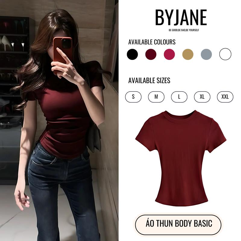 ( MÀU MỚI ) Áo Thắt Eo Ôm BYJANE cotton Trơn Women S M L XL XXL-315