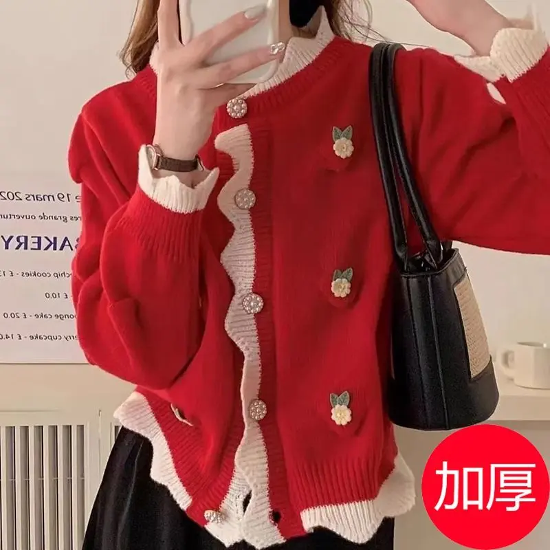 Classic Style Knitted Cardigan Women's Spring and Autumn New Loose Korean Short Sweater Coat Versatile Casual Multicolor Top