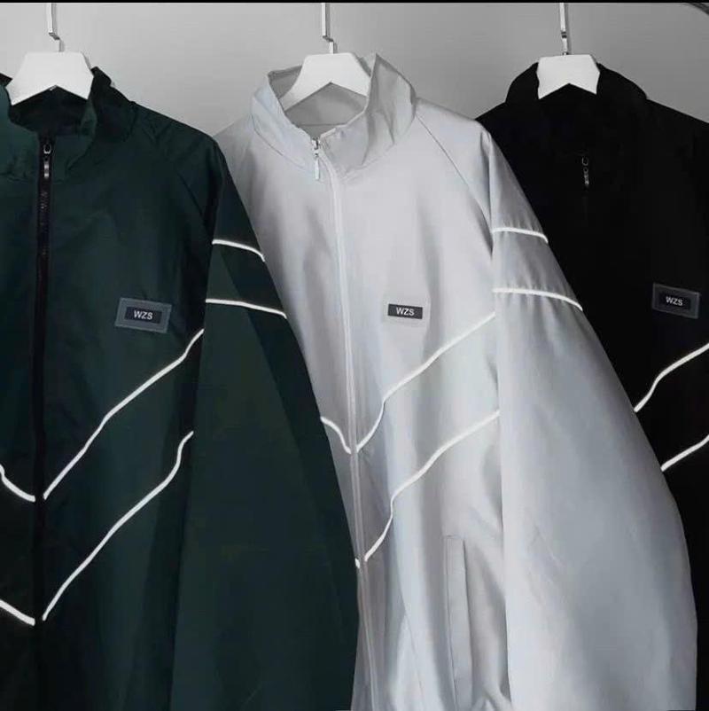 Product Introduction of Áo Khoác Dù 2 Lớp Sọc Dạ Quang Thêu WZS Tay Dài Nam Nữ Chống Nắng Thu Đông - Áo Khoác Gió Bomber Zip Jacket Top Đen Menswear 9