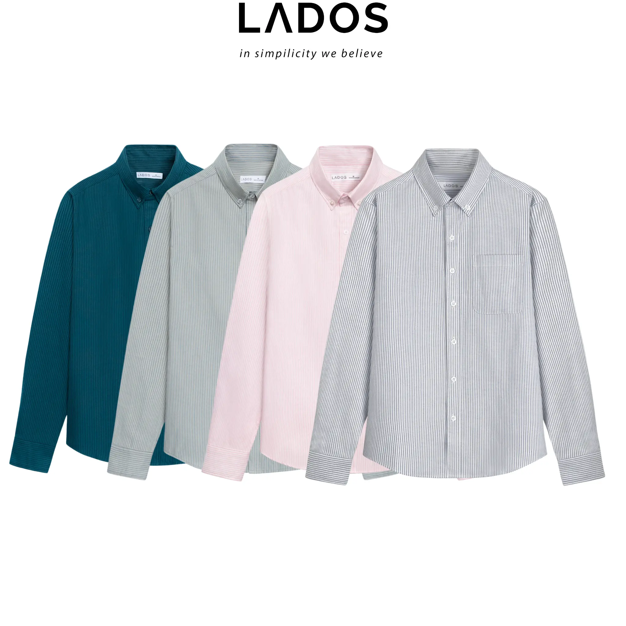Áo sơ mi nam dài tay sọc vải oxford cao cấp  LADOS-8126 thời trang trẻ trung, có túi