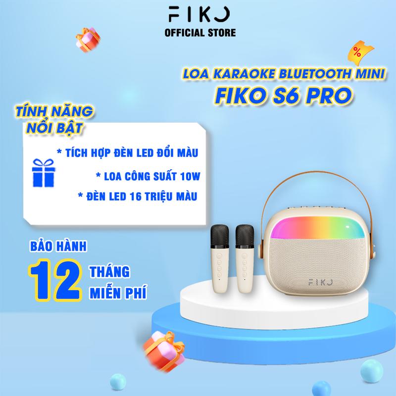 Loa karaoke bluetooth mini FIKO S6 PRO - Tích hợp micro đôi nhỏ gọn - Bảo hành 12 tháng