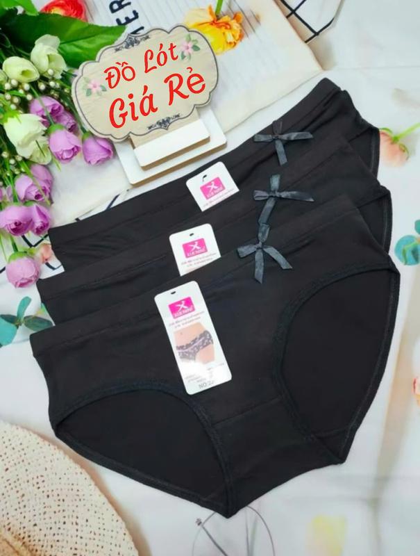 Set 5 và 10 Quần Lót ( MÀU ĐEN ) Phối Hoạ Tiết Nơ [ Size 30 - 50Kg ] - 2300 2