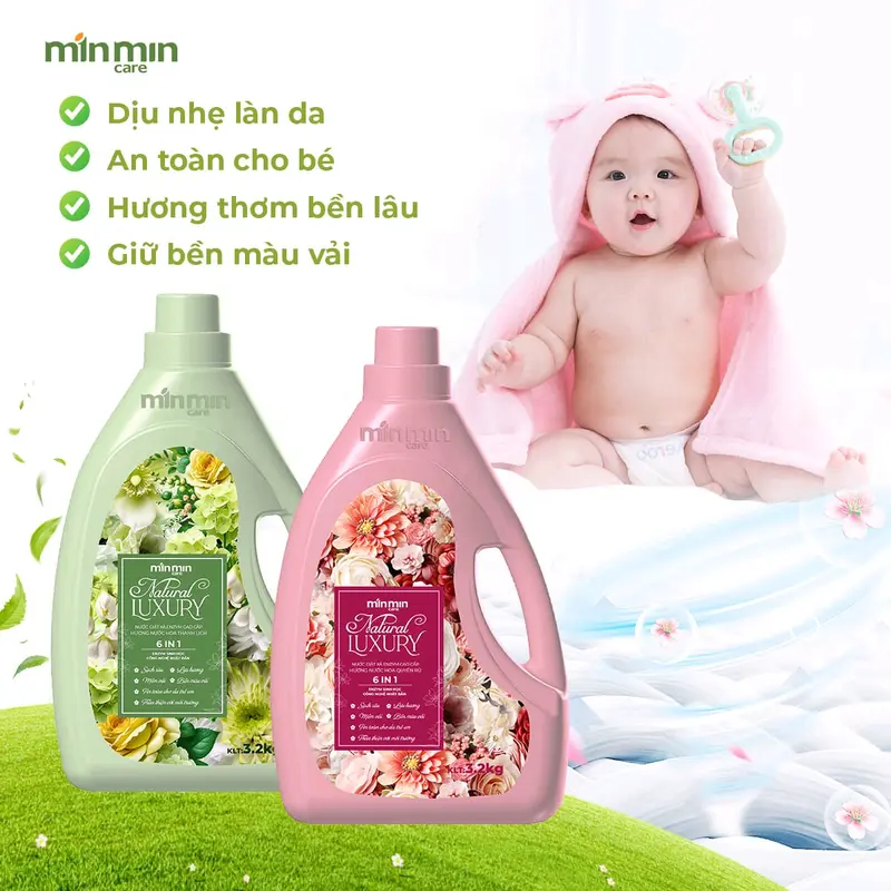 COMBO 2 CAN NƯỚC GIẶT XẢ ENZYM SINH HỌC MIN MIN CARE Làm Sạch 4