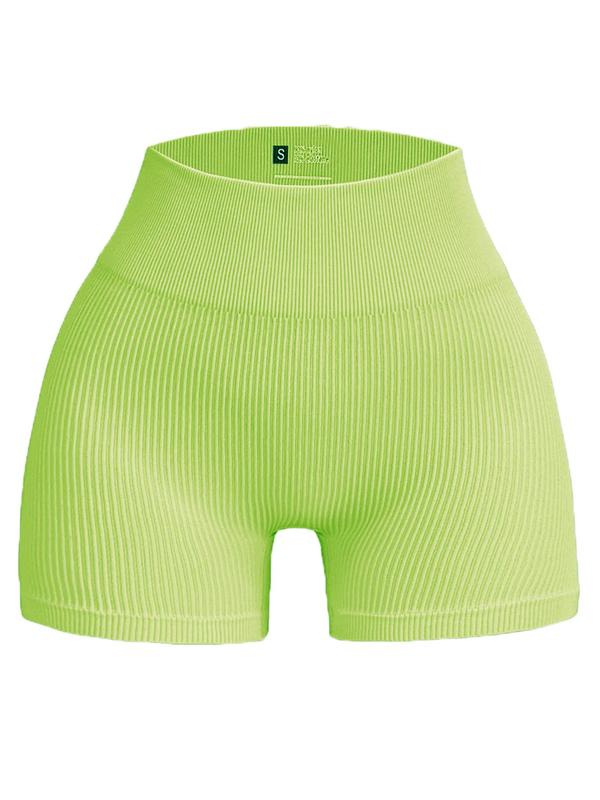 Women's Solid Ribbed High Waist Gym Shorts, Casual Comfy Breathable Seamless Skinny Shorts for Yoga Gym Workout Running, Ladies Sportswear for All Seasons 6