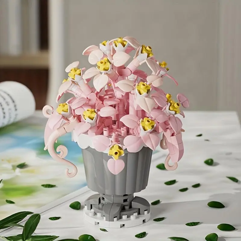 DIY Flower Building Blocks, Mini Flower Building Blocks, Creative Desktop Decoration, Educational Assembly Toy for Teenager & Adults 2