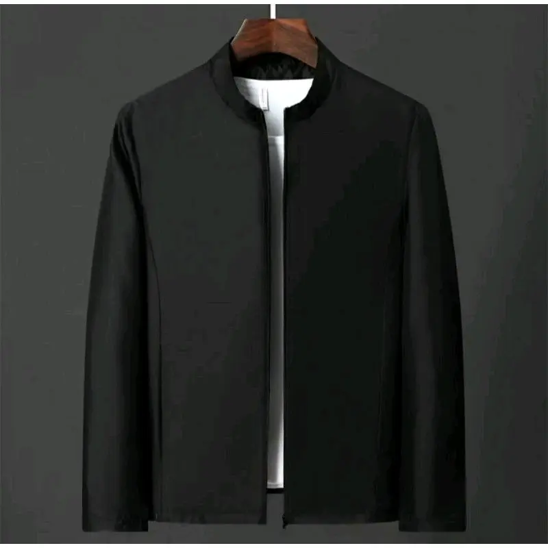 Jaket Distro Panjang Hitam Jasko Pria Semi Formal Tebal Katun - Kerah, Keren, Kantor, Casual