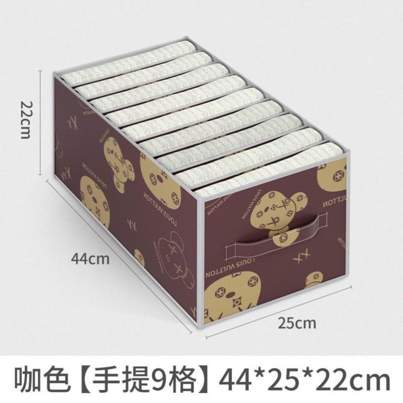 {buy} Hộp vải chia 9 ngăn đựng quần áo túi vải chứa đồ quần jean áo thun thùng vải đựng đồ lót tất vớ gấp gọn-RINOLI 6