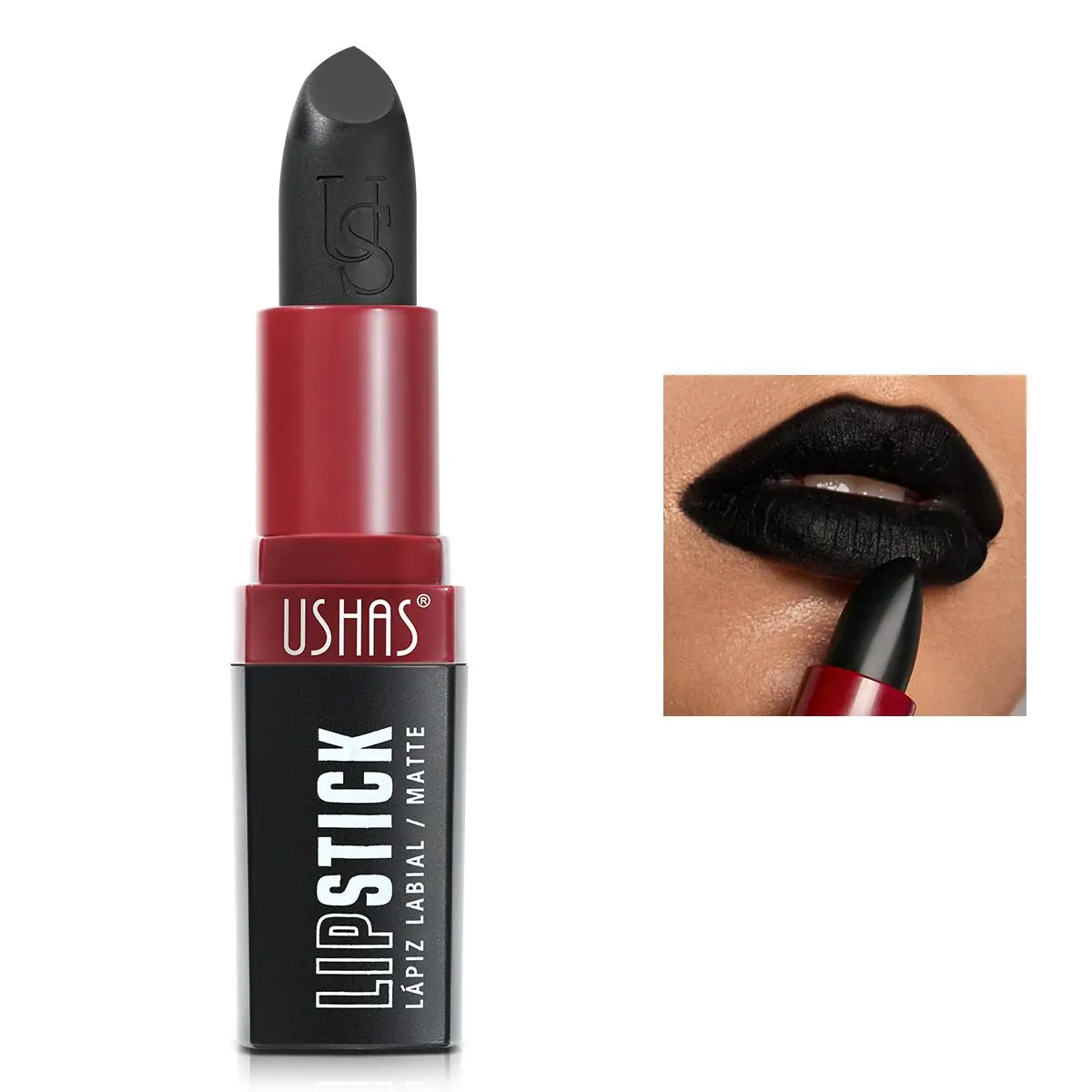 Black Matte Lipstick, Long Lasting Waterproof Lipsticks for Halloween, Moisturizing Easy Coloring Lip Stick, Velvet Matt Finish Lip Gloss