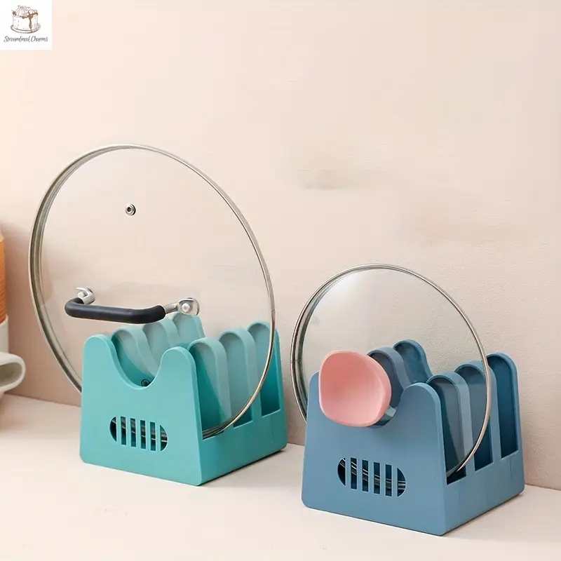 Streamlined Charms  1pc Rust-Proof ABS Multi-Functional Kitchen Organizer: Spoon & Utensil Holder with Drainage and Pot Lid Storage Rack