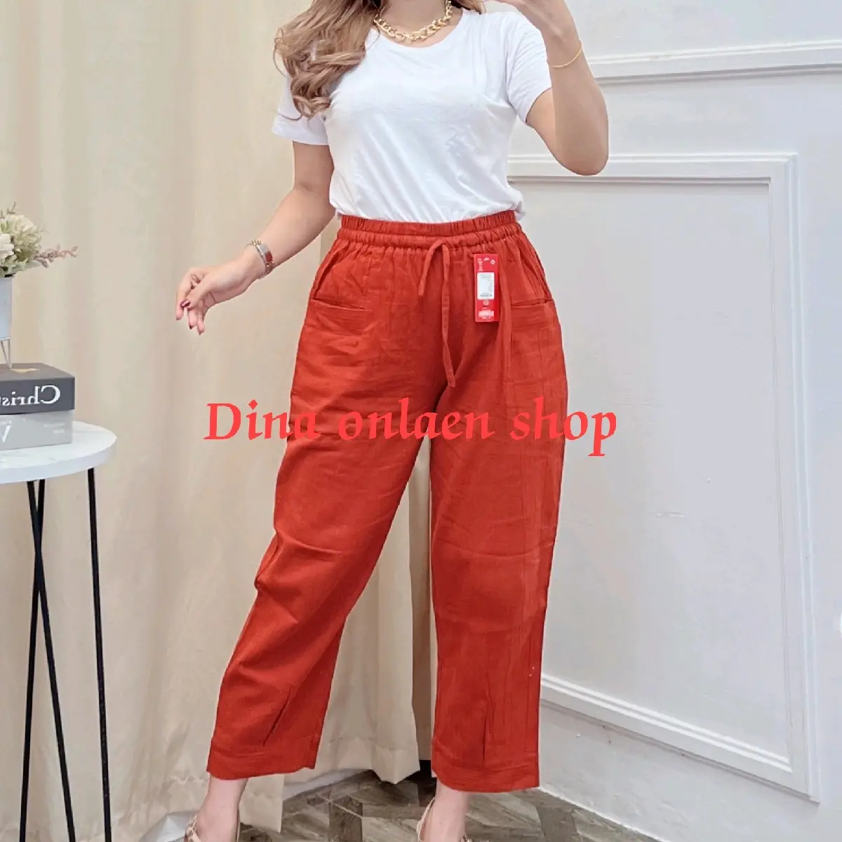 Celana Santai 7/9  Katun Linen Crinkle